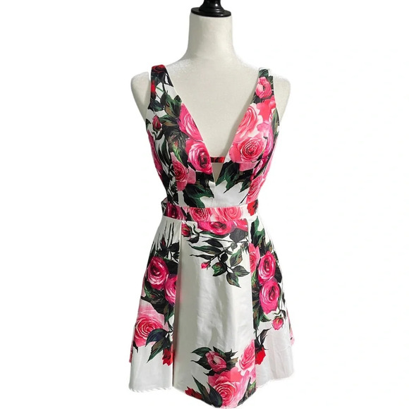 JVN by Jovani JVN65166 Floral Fit and Flare Short Dress - Picture 3 of 12